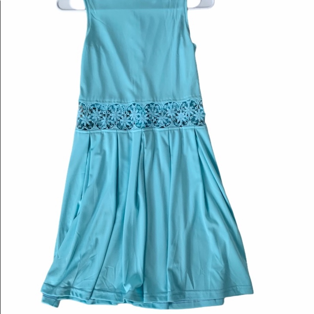Blue dress with floral laced mid line